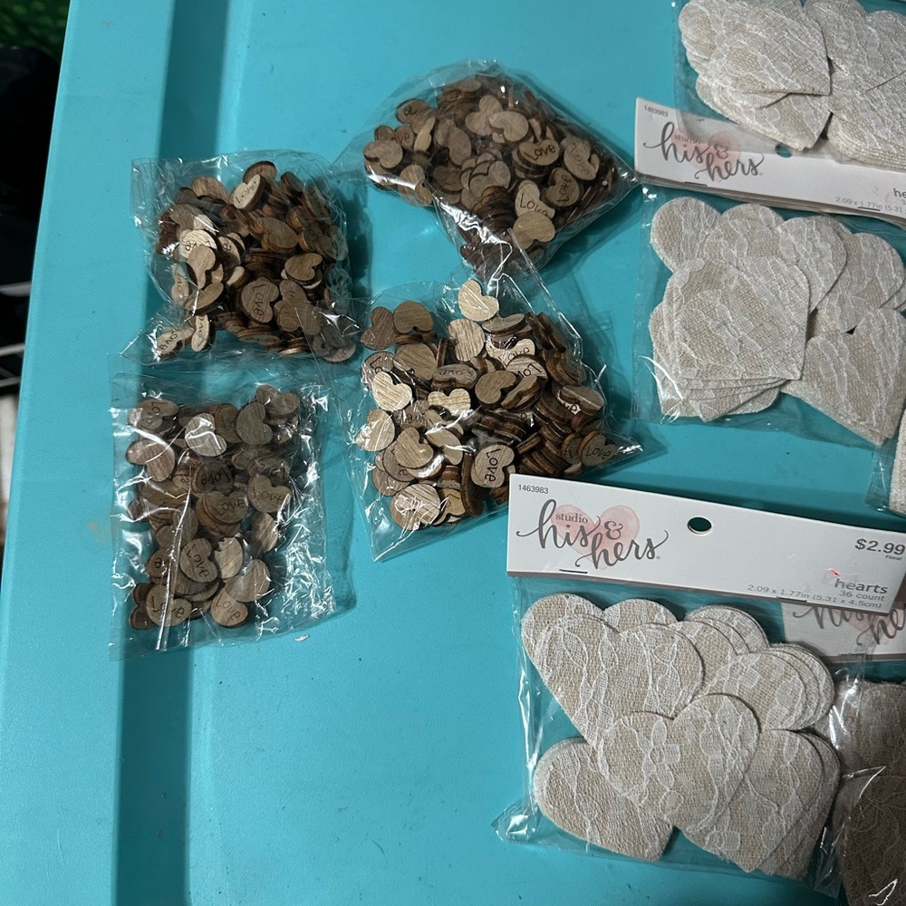 Wooden Heart Craft Pieces and felt hearts